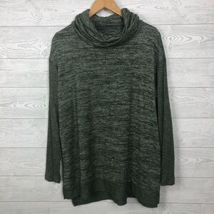 Sonoma Women's 1X Green Heathered Long Sleeve Cowl Neck Knit Shirt Casual